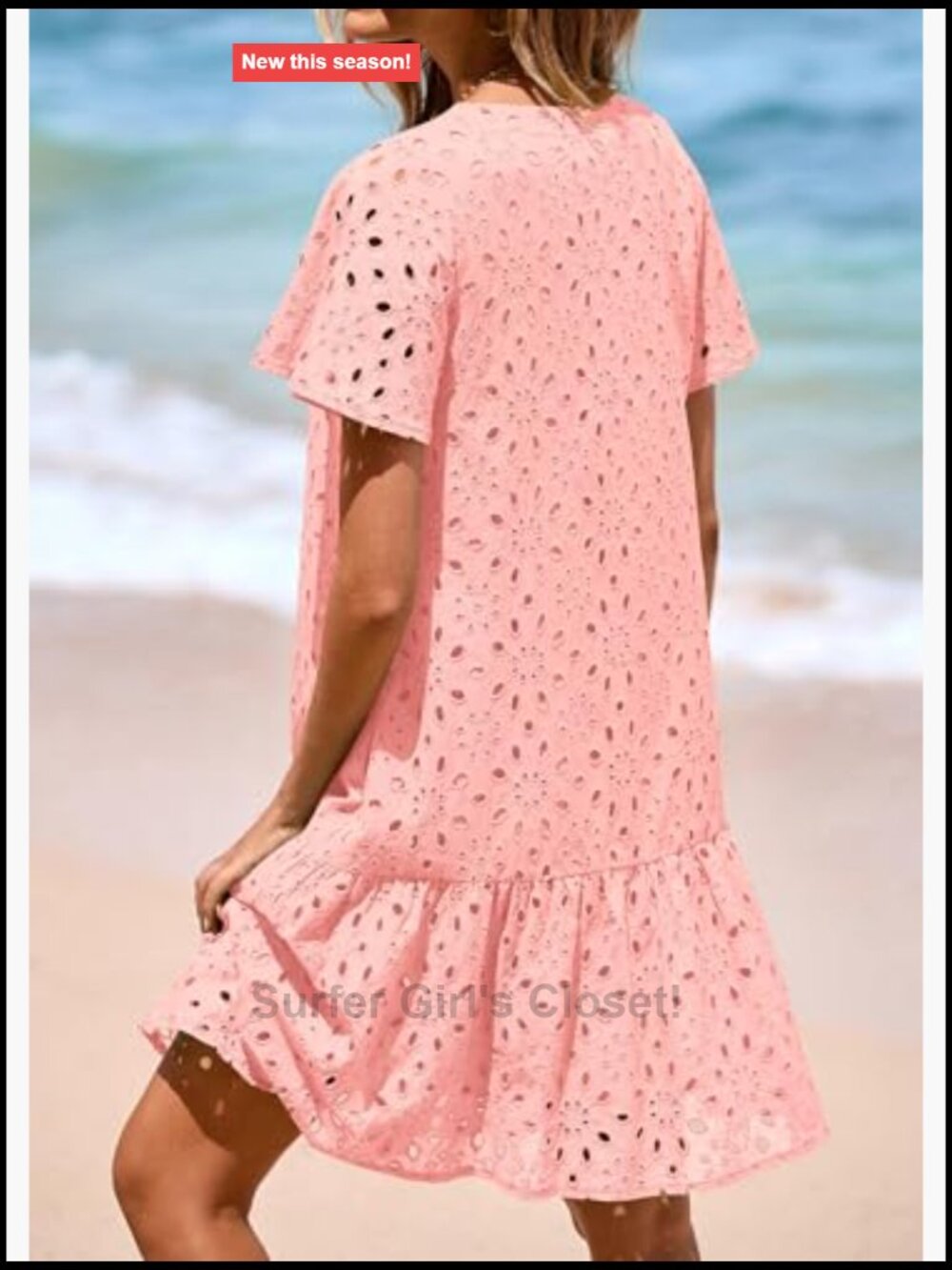 Eyelet Short Sleeve Button Down Babydoll Mini Dress Casual Summer - Picture 2 of 7